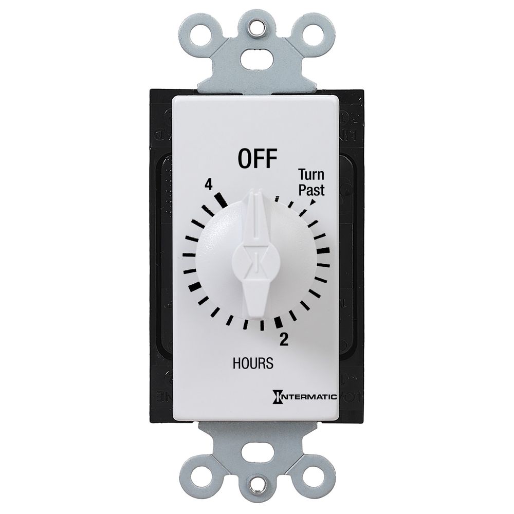 FD4HW — Temporizador de cuenta regresiva de cuerda, estilo decorador, 125-277 VCA, 50/60 Hz, SPST, máximo 4 horas, sin retención, blanco