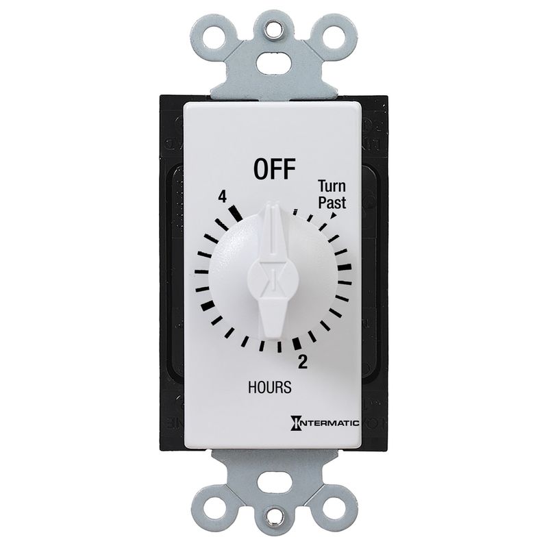 FD4HW — Temporizador de cuenta regresiva de cuerda, estilo decorador, 125-277 VCA, 50/60 Hz, SPST, máximo 4 horas, sin retención, blanco