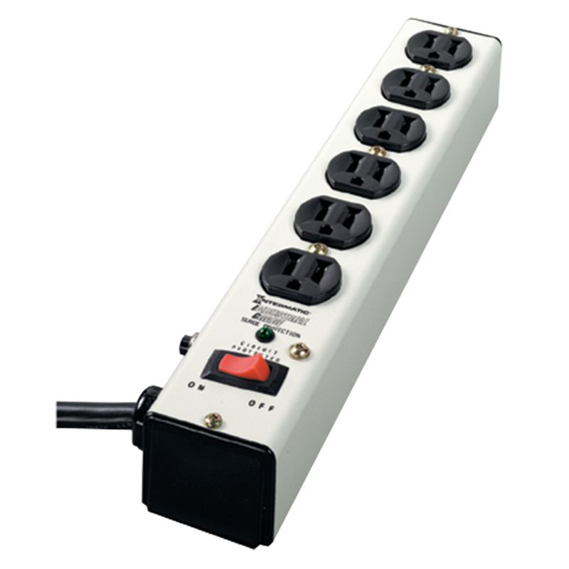 IG112663 — Supresor de sobretensiones, multicontacto de uso final, blanco, 3 modos, 6 tomacorrientes, 125 V CA, Tipo 3, garantía de equipo conectado de 5 años por $10,000