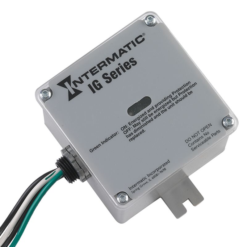IG1240RC3 — Supresor de sobretensiones, 6 modos, 120/240 V CA monofásico, Tipo 1 o Tipo 2, plástico para exterior, garantía de equipo conectado de 5 años por $10,000