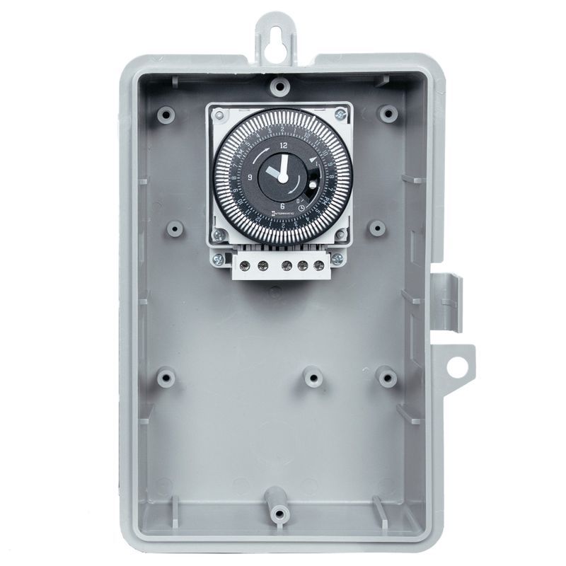 GMXST-O-120 — Temporizador electromecánico de 24 horas, 120 V, intervalos de 15 minutos, 21 A, SPDT, gabinete plástico de exterior Tipo 3R