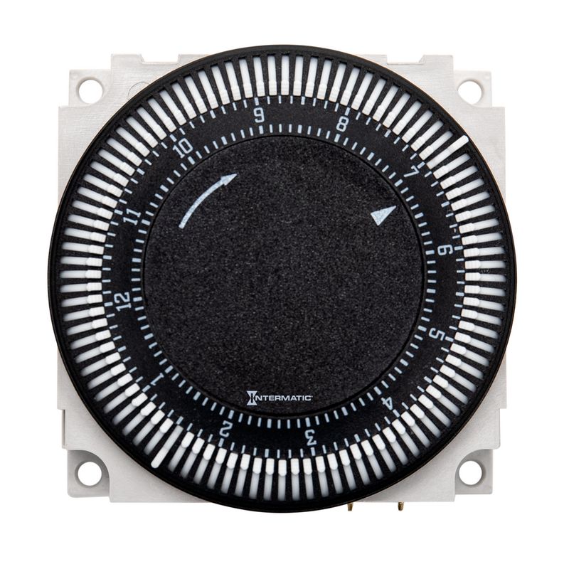 FM1S12HU-120U — Módulo de control temporizador electromecánico para montaje en panel de 12 horas, 120 V, intervalos de 7.5 minutos, 21 A, SPDT, sin carátula de reloj