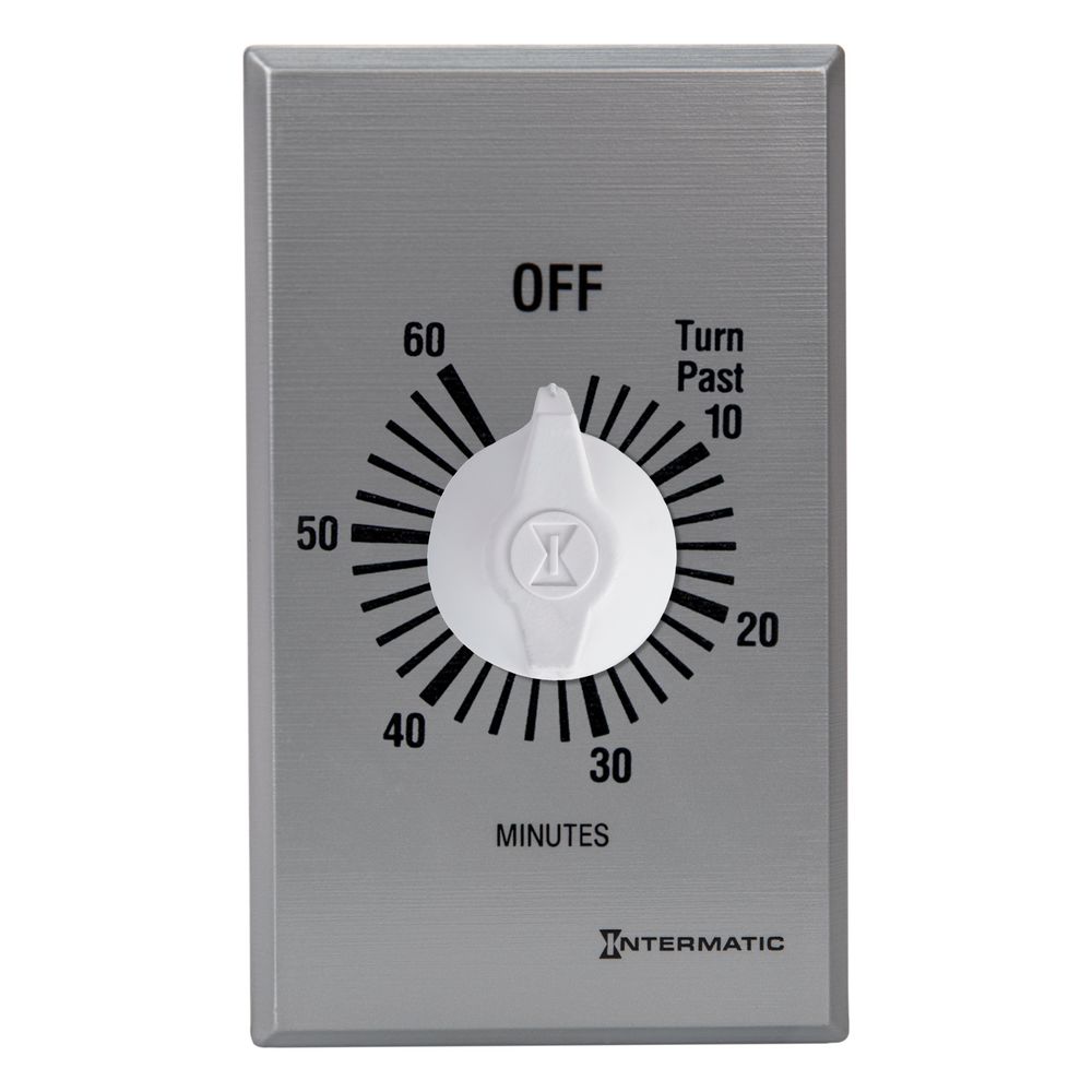FF460M — Temporizador de cuenta regresiva de cuerda, comercial, 125-277 VCA, 50/60 Hz, DPST, máximo 60 minutos, sin retención, plata