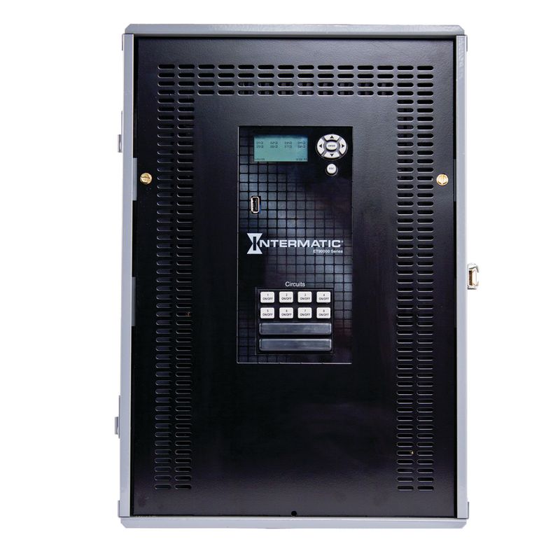 ET90815CR — Control electrónico astronómico de 8 circuitos de 365 días, 120-277 VCA, 50/60 Hz, 8 SPDT/4 DPDT, gabinete metálico para exterior, Ethernet incluido