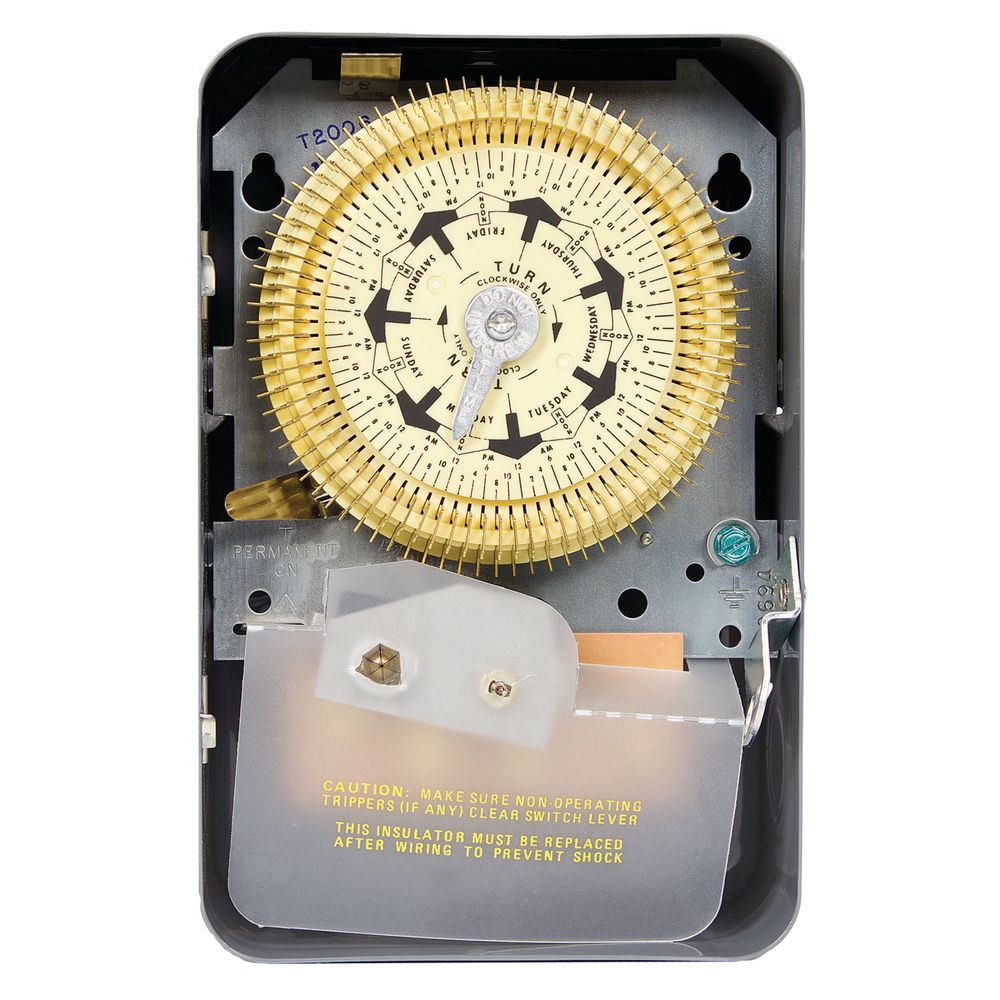 T2006 — Temporizador mecánico de 7 días, 208-277 VCA, 60 Hz, SPDT, gabinete metálico para interior, intervalo de 2 horas
