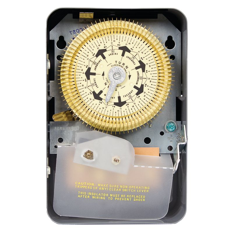 T2006 — Temporizador mecánico de 7 días, 208-277 VCA, 60 Hz, SPDT, gabinete metálico para interior, intervalo de 2 horas