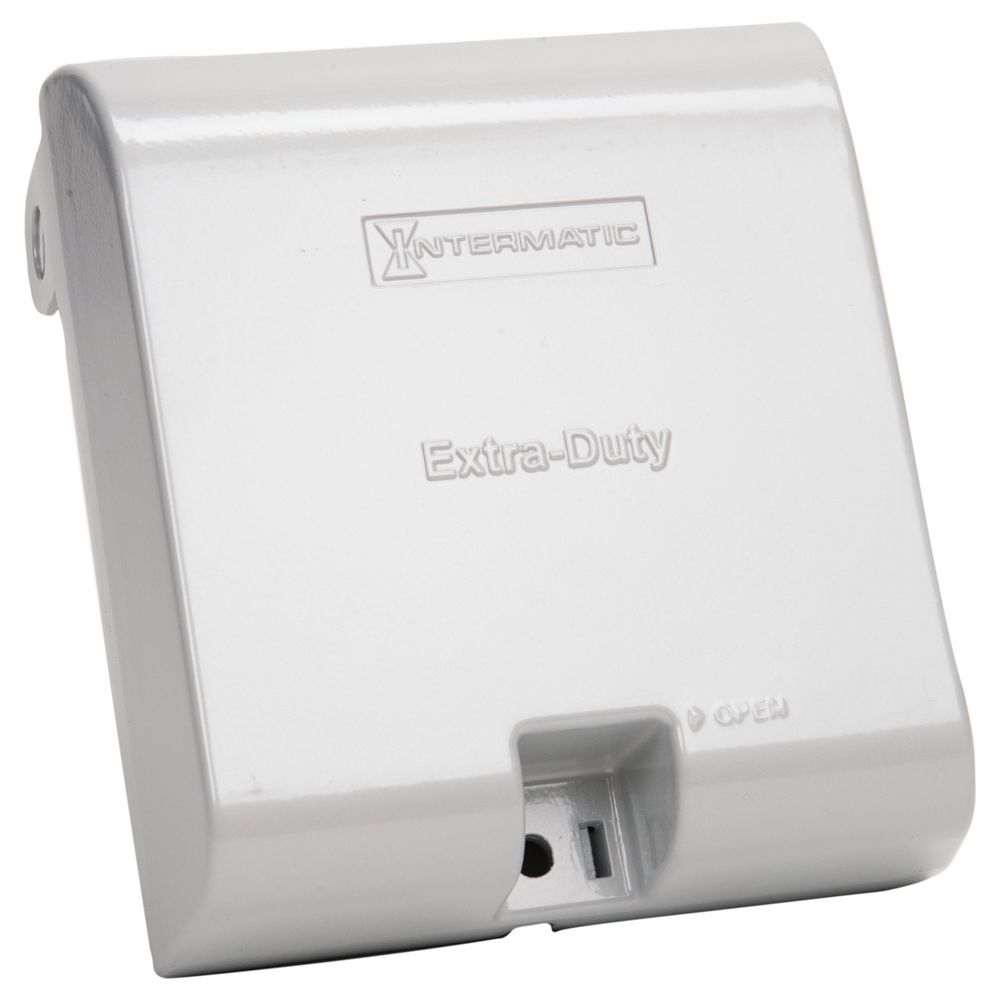 WP1030MXD — Tapa de fundición a presión a prueba de intemperie en uso, servicio extra rudo, dos unidades (2 gang), vertical, 3.125", gris