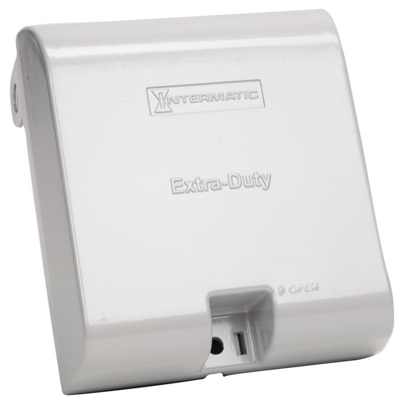 WP1030MXD — Tapa de fundición a presión a prueba de intemperie en uso, servicio extra rudo, dos unidades (2 gang), vertical, 3.125", gris