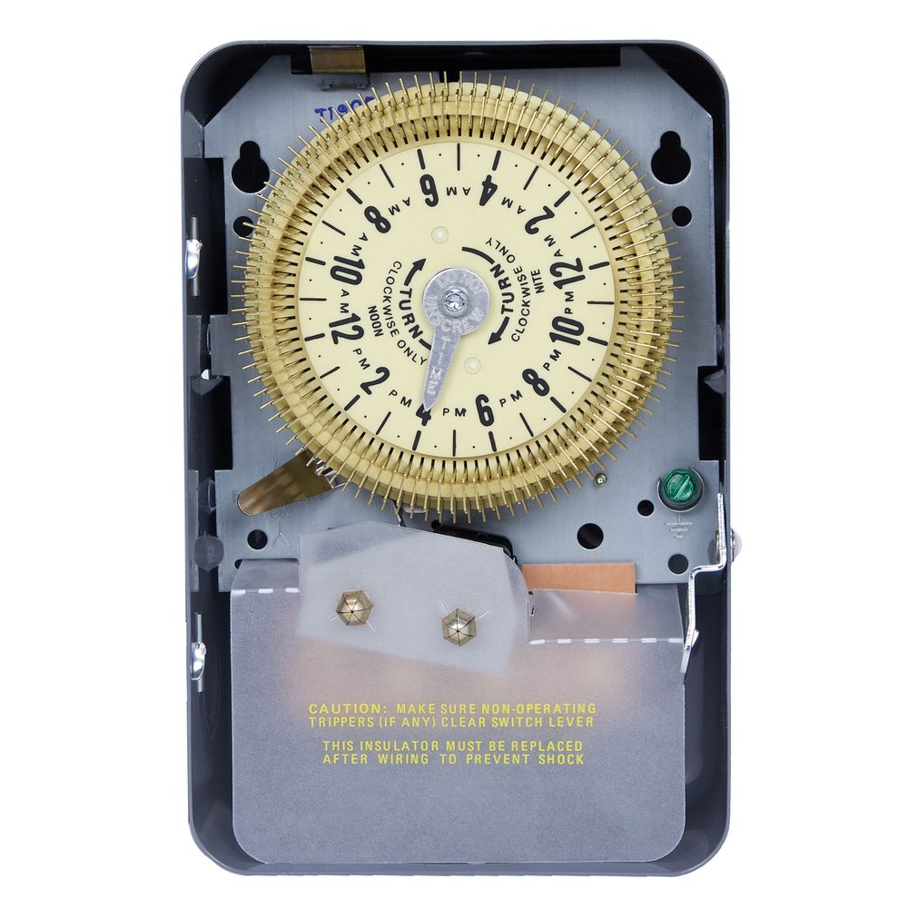 T1906 — Temporizador mecánico de 24 horas, 208-277 VCA, 60 Hz, SPDT, gabinete metálico para interior, intervalo de 15 minutos