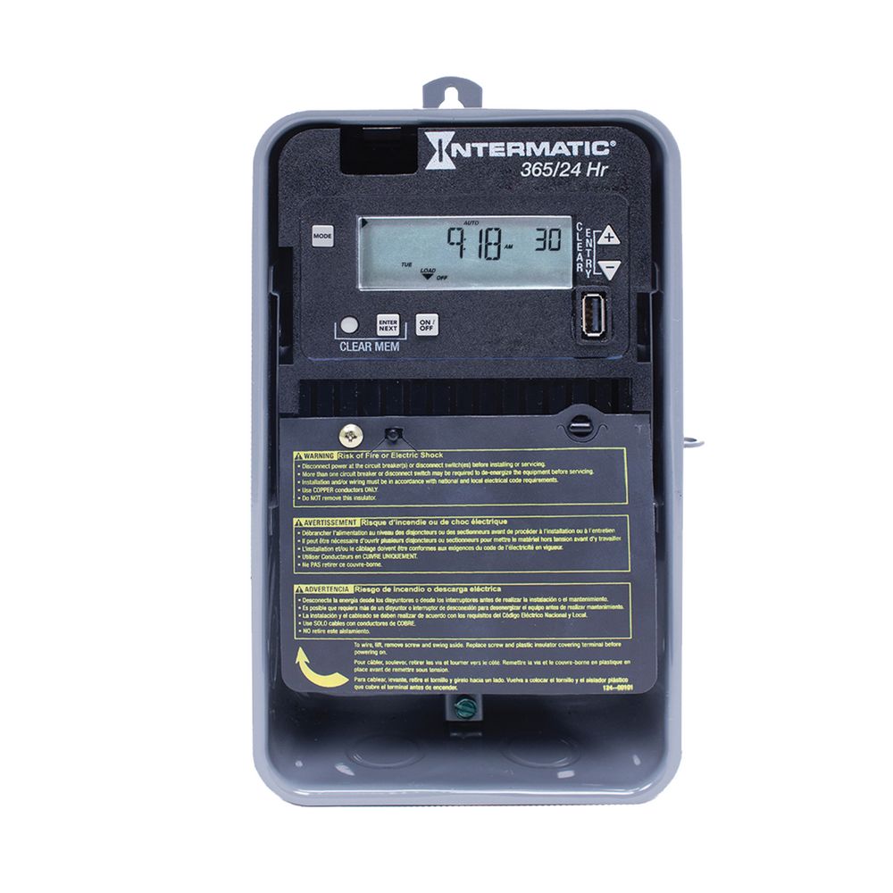 ET2105CR — Control electrónico de 1 circuito de 24 horas/365 días, 120-277 VCA, SPST, gabinete metálico para exterior
