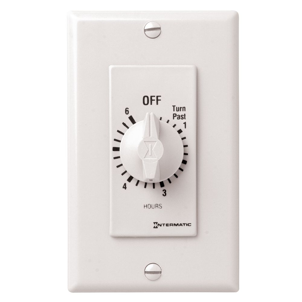 FD6HW — Temporizador de cuenta regresiva de cuerda, estilo decorador, 125-277 VCA, 50/60 Hz, SPST, máximo 6 horas, sin retención, blanco