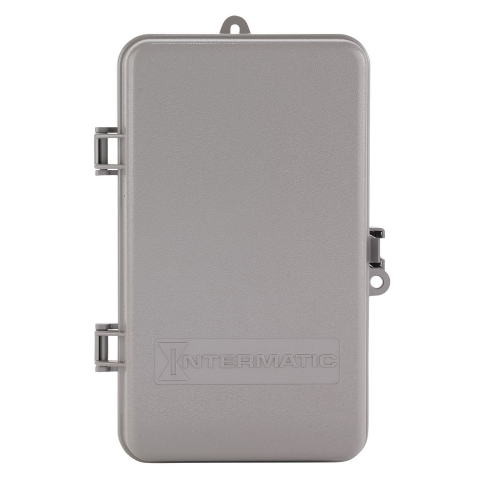 T102P — Interruptor horario mecánico de 24 horas, 208-277 VCA, 60 Hz, SPST, gabinete plástico para interior/exterior, intervalo de 1 hora