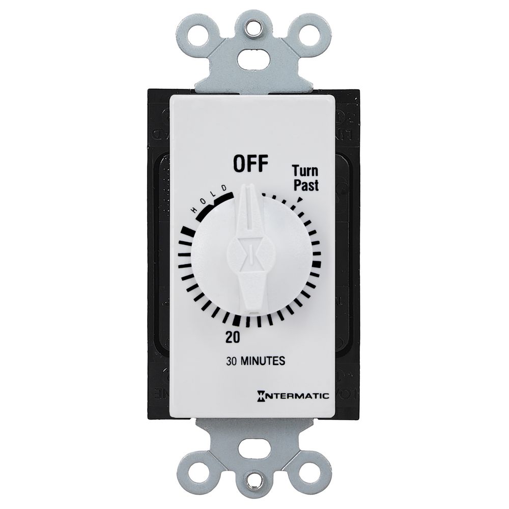 FD30MHW — Temporizador de cuenta regresiva de cuerda, estilo decorador, 125-277 VCA, 50/60 Hz, SPST, máximo 30 minutos, con retención, blanco