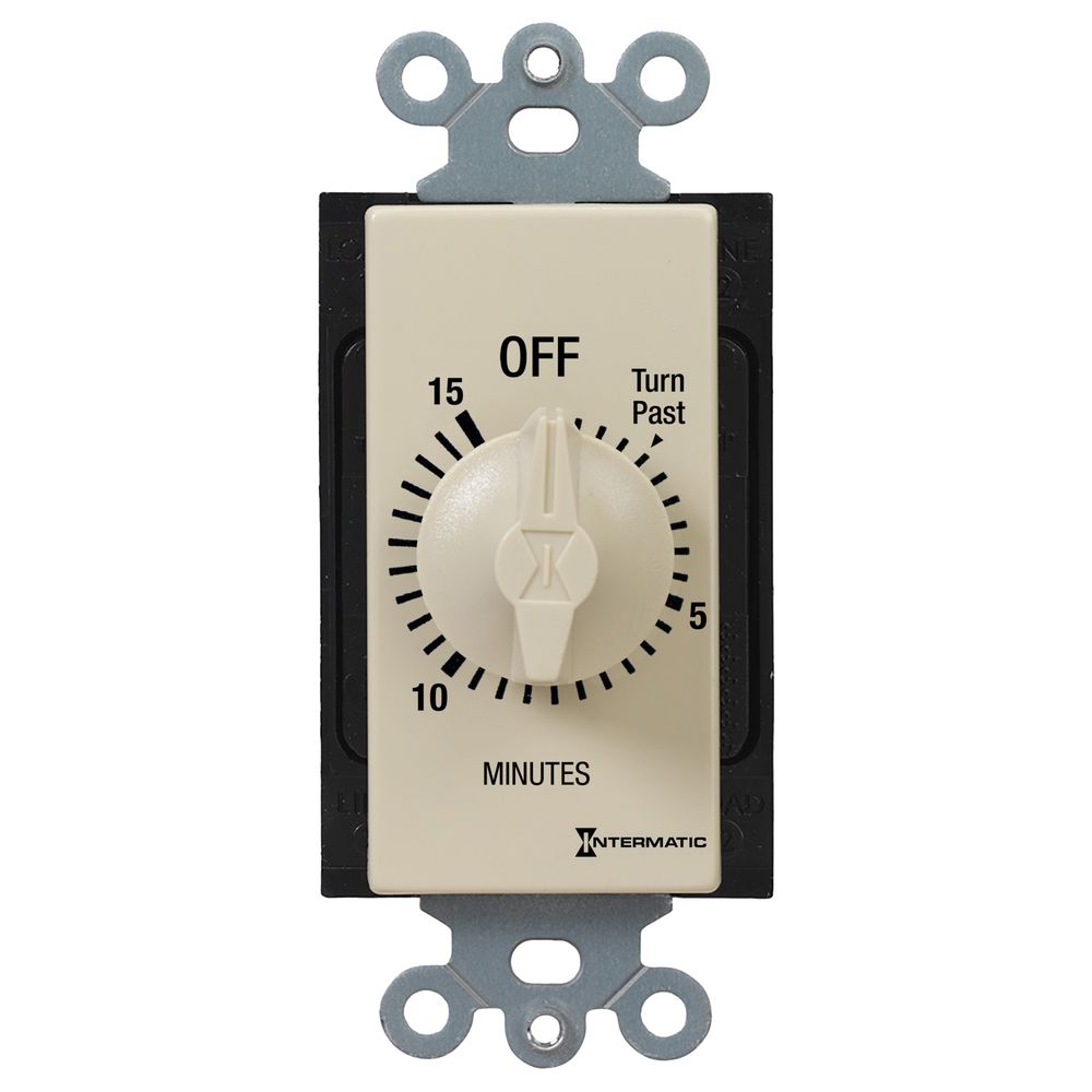 FD415M — Temporizador de cuenta regresiva de cuerda, estilo decorador, 125-277 VCA, 50/60 Hz, DPST, máximo 15 minutos, sin retención, marfil