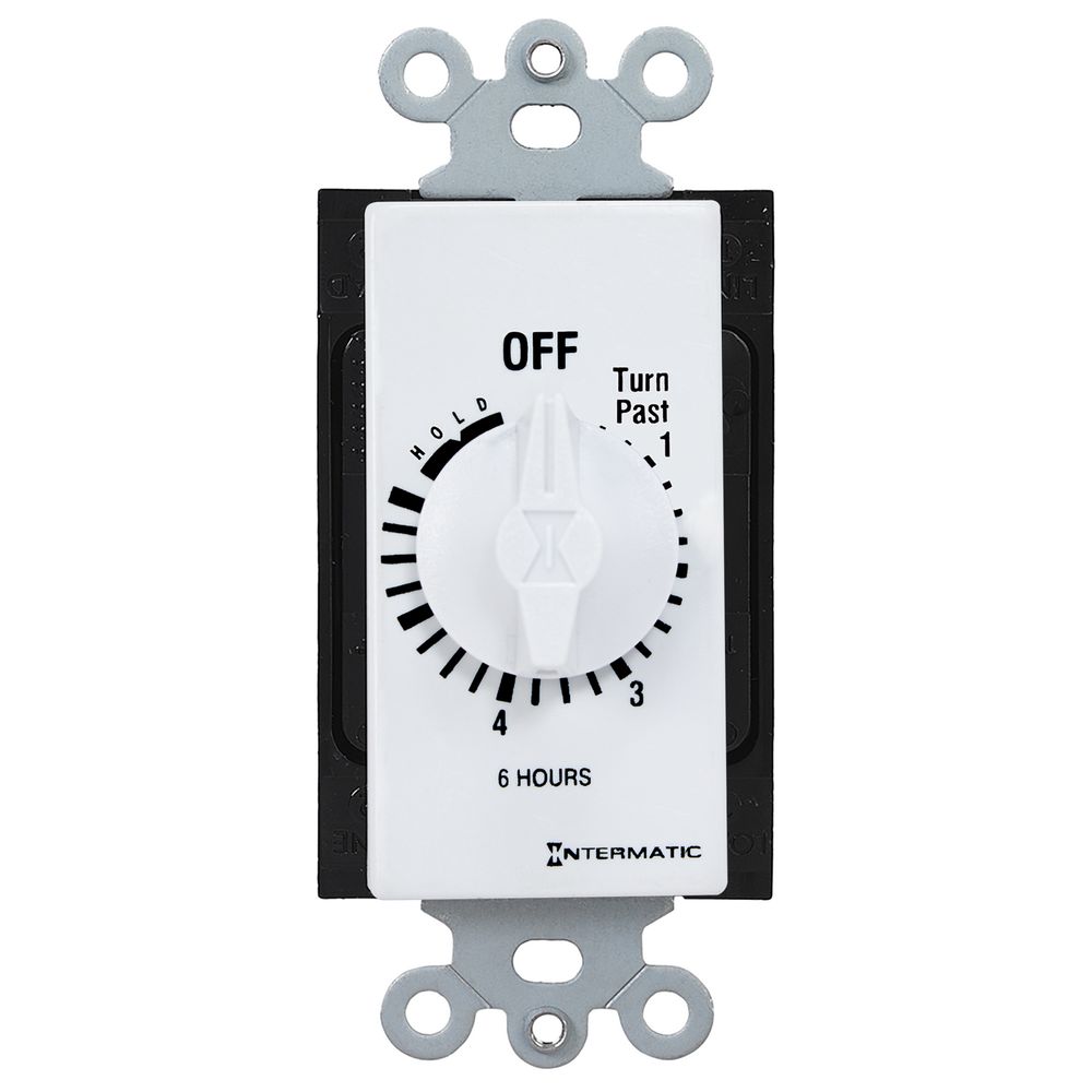 FD6HHW — Temporizador de cuenta regresiva de cuerda, estilo decorador, 125-277 VCA, 50/60 Hz, SPST, máximo 6 horas, con retención, blanco