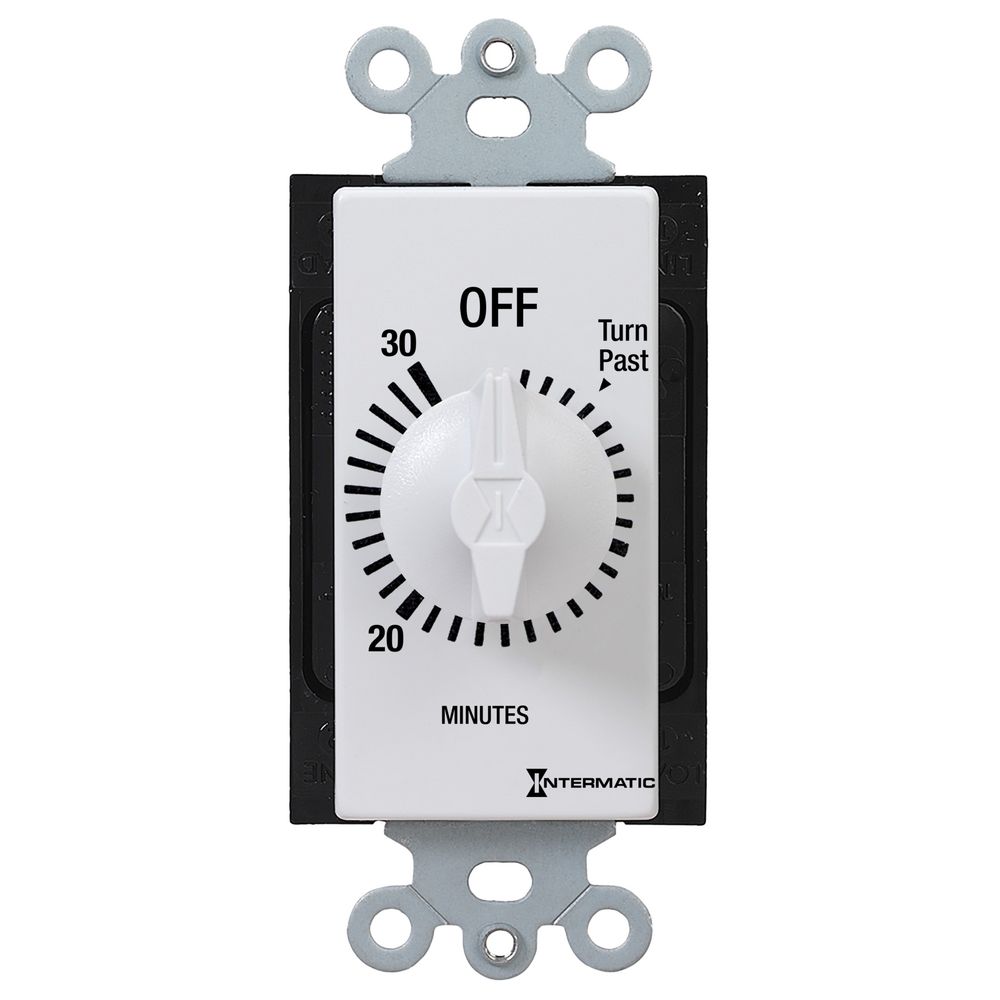 FD430MW — Temporizador de cuenta regresiva de cuerda, estilo decorador, 125-277 VCA, 50/60 Hz, DPST, máximo 30 minutos, sin retención, blanco