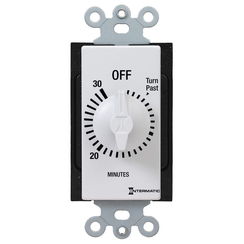 FD430MW — Temporizador de cuenta regresiva de cuerda, estilo decorador, 125-277 VCA, 50/60 Hz, DPST, máximo 30 minutos, sin retención, blanco