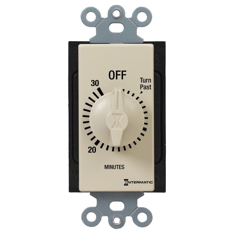 FD430M — Temporizador de cuenta regresiva de cuerda, estilo decorador, 125-277 VCA, 50/60 Hz, DPST, máximo 30 minutos, sin retención, marfil