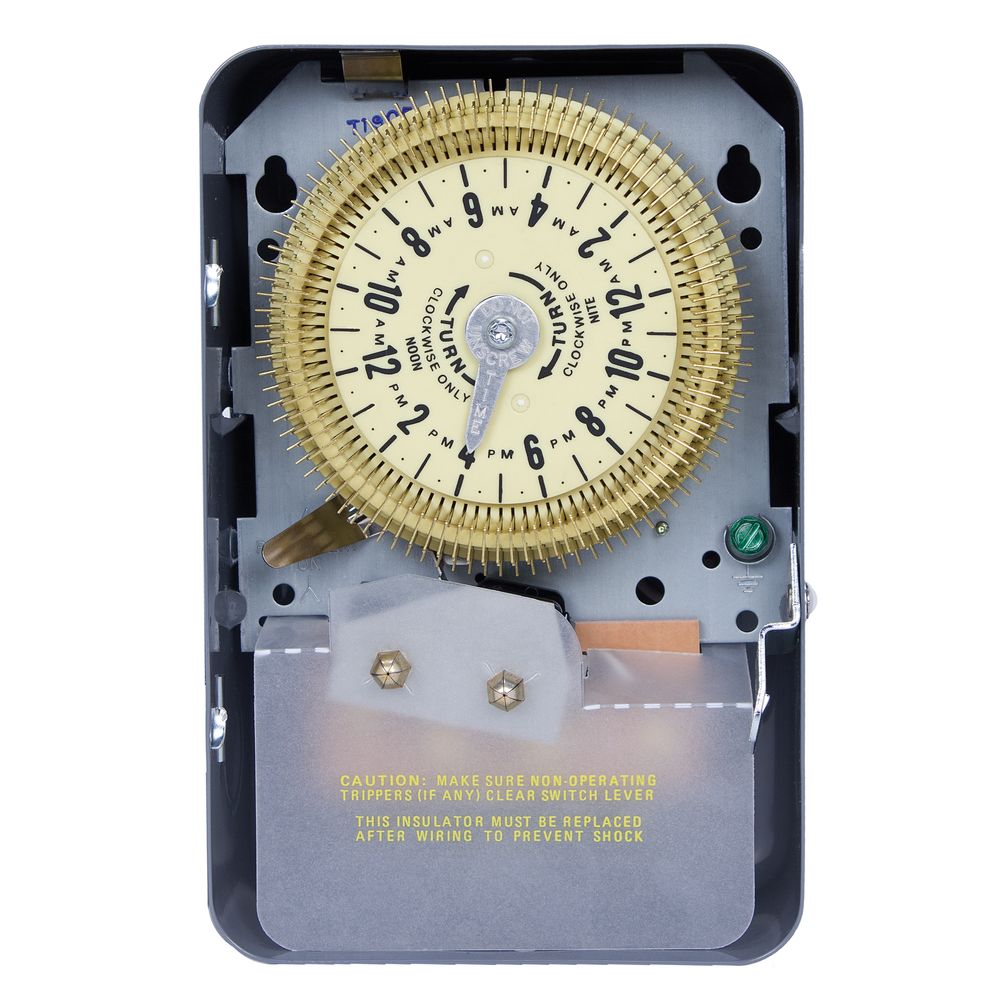 T1905E — Temporizador mecánico de 24 horas, 480 VCA, 60 Hz, SPDT, gabinete metálico para interior, intervalo de 15 minutos