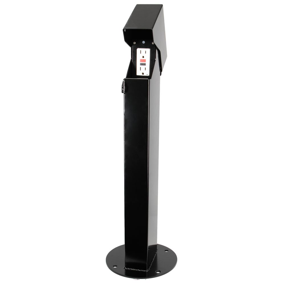 OP2BK24 — Pedestal de 2x4 de 24" para montaje de GFCI de un módulo (single gang), con tapa abatible, negro