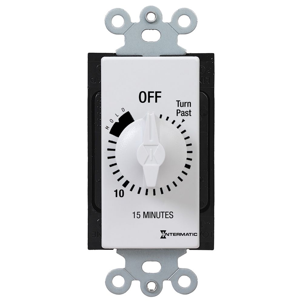 FD15MHW — Temporizador de cuenta regresiva de cuerda, estilo decorador, 125-277 VCA, 50/60 Hz, SPST, máximo 15 minutos, con retención, blanco