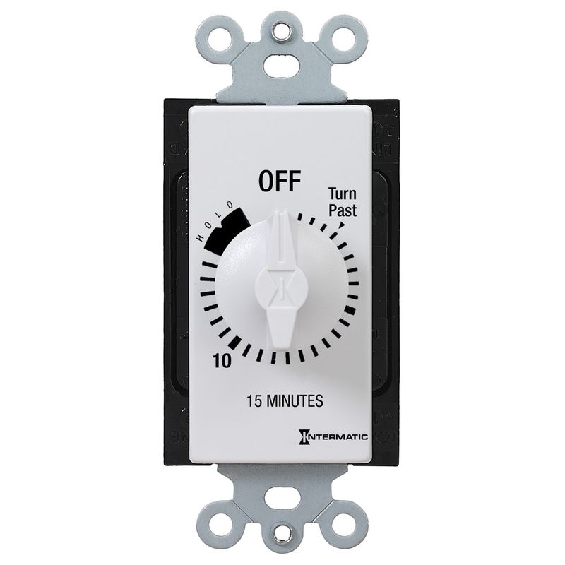 FD15MHW — Temporizador de cuenta regresiva de cuerda, estilo decorador, 125-277 VCA, 50/60 Hz, SPST, máximo 15 minutos, con retención, blanco