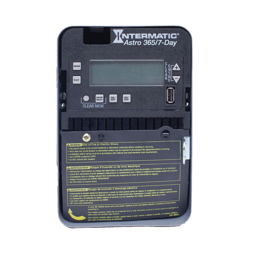 ET2825C — Control electrónico astronómico de 2 circuitos de 7 días/365 días, 120-277 VCA, 2 SPST/DPST, gabinete metálico para interior