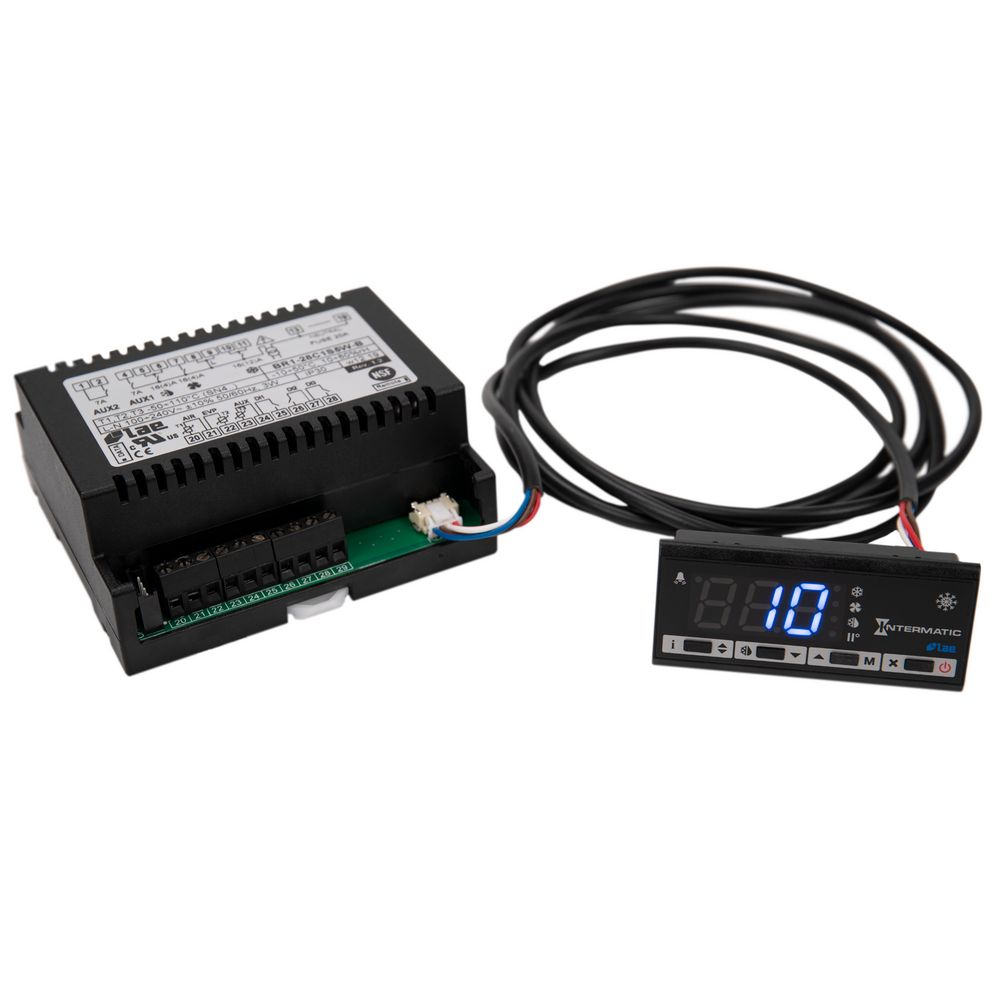 BR1-28C1S4WH-BI — Controlador de refrigeración, 3 sensores NTC/PTC, 1 entrada digital, 100-240 VCA, terminales de tornillo, RS485, apto para propano