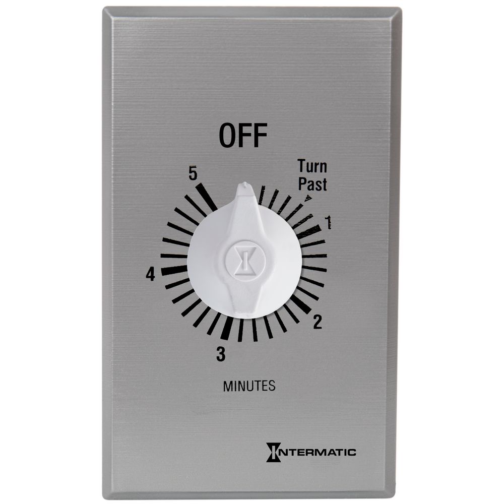 FF5M — Temporizador de cuenta regresiva de cuerda, comercial, 125-277 VCA, 50/60 Hz, SPST, máximo 5 minutos, sin retención, plata