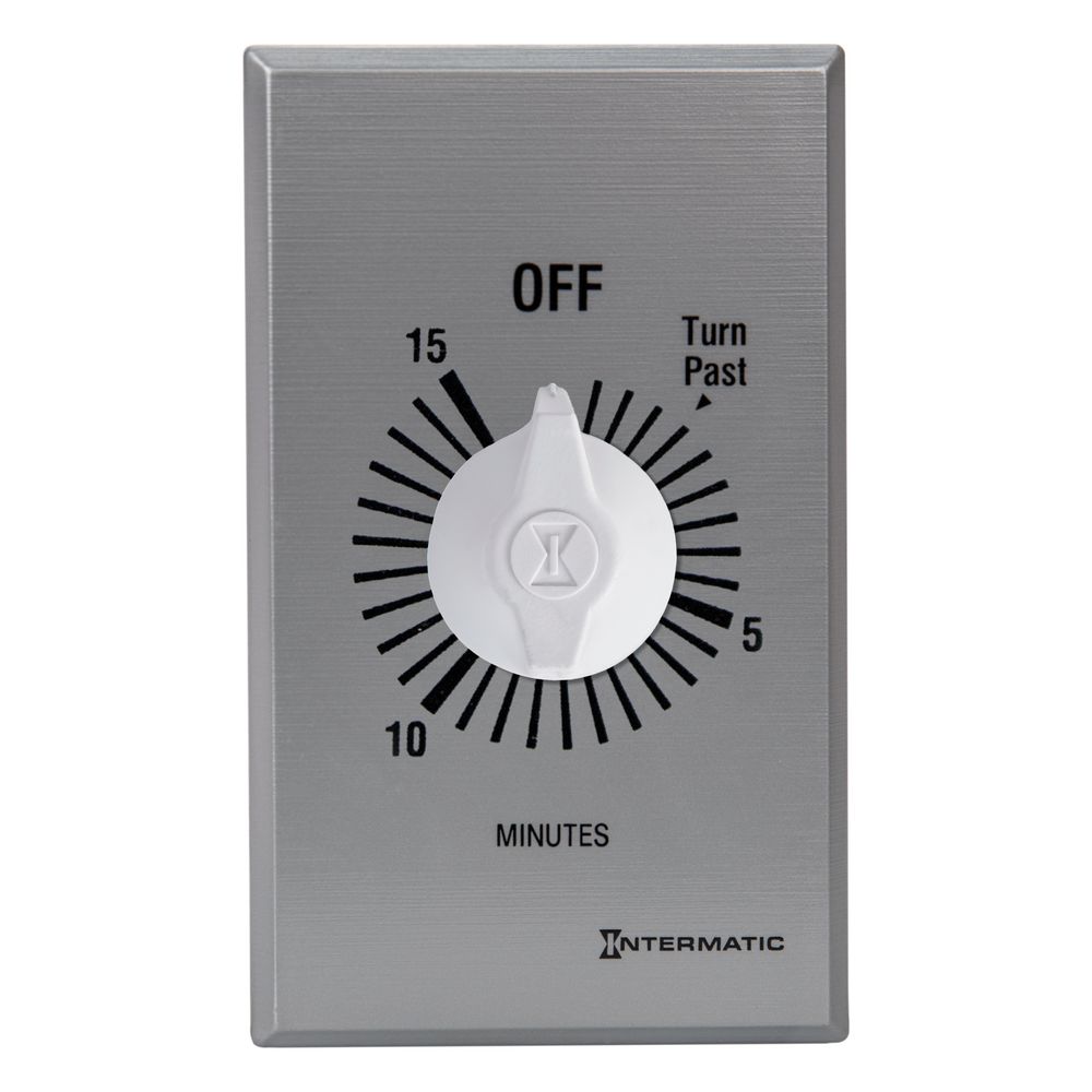 FF415M — Temporizador de cuenta regresiva de cuerda, comercial, 125-277 VCA, 50/60 Hz, DPST, máximo 15 minutos, sin retención, plata