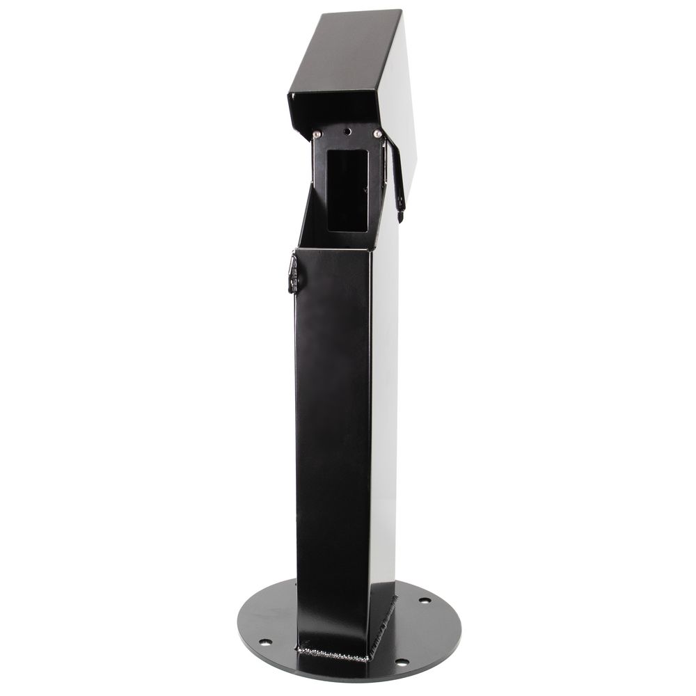 OP2BK18 — Pedestal de 2x4 de 18" para montaje de GFCI de un módulo (single gang), con tapa abatible, negro