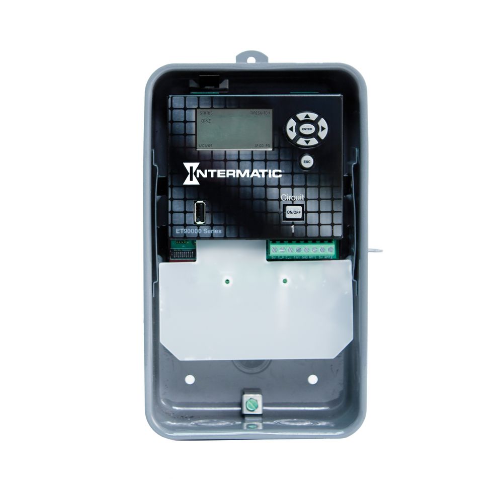 ET90115CR — Control electrónico astronómico de 1 circuito de 365 días, 120-277 VCA, 50/60 Hz, SPDT, gabinete metálico para exterior, Ethernet opcional