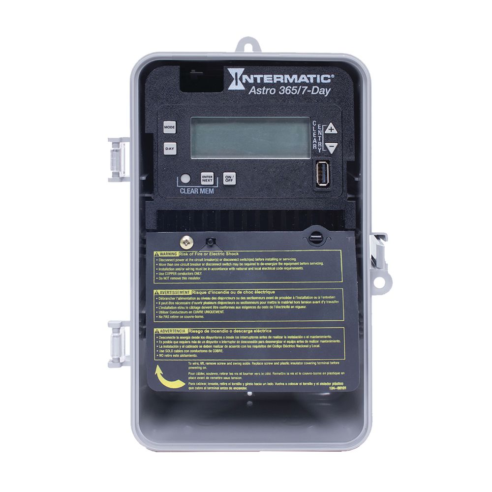 ET2815CP — Control electrónico astronómico de 1 circuito de 7 días/365 días, 120-277 VCA, SPDT, gabinete plástico para interior/exterior