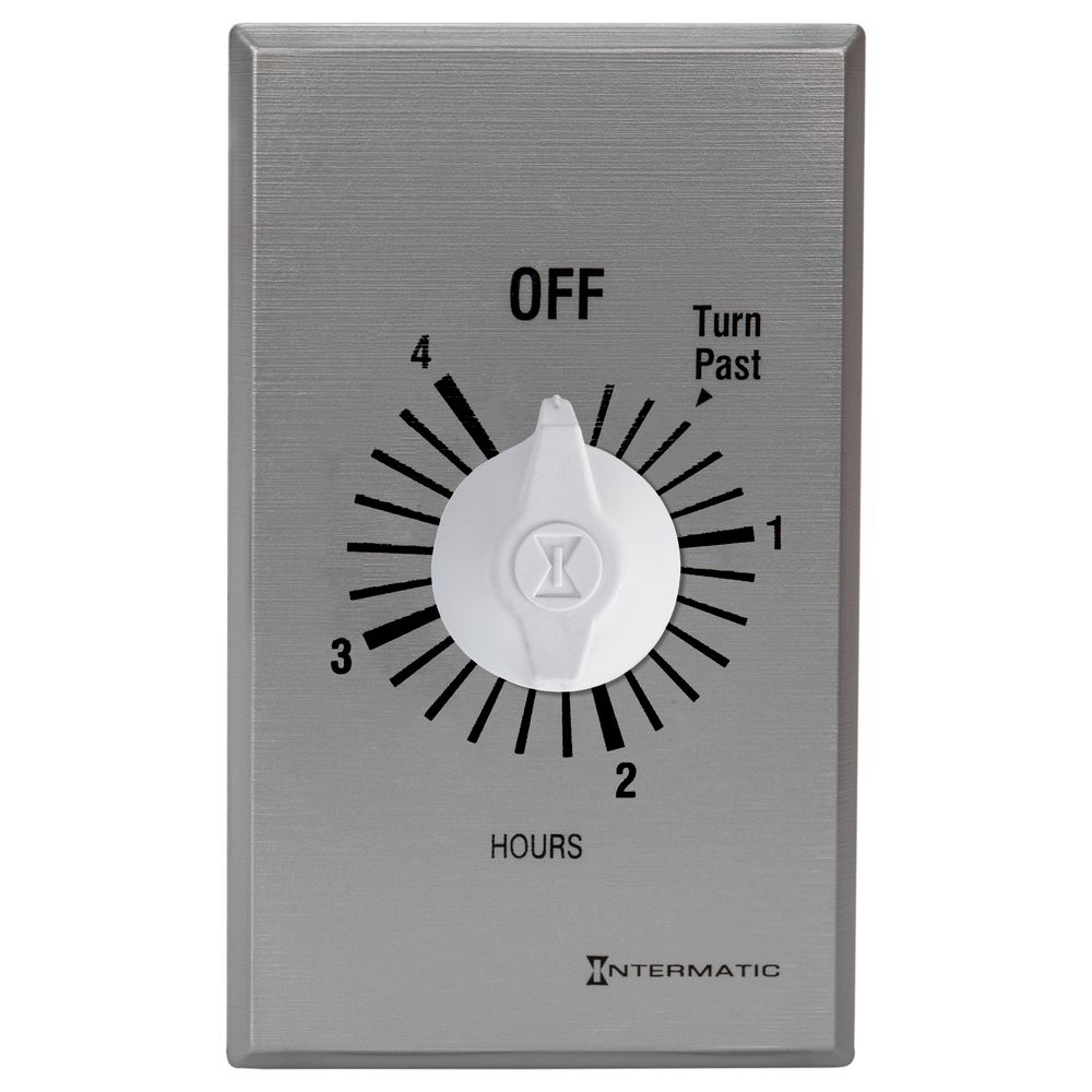 FF34H — Temporizador de cuenta regresiva de cuerda, comercial, 125-277 VCA, 50/60 Hz, SPDT, máximo 4 horas, sin retención, plata