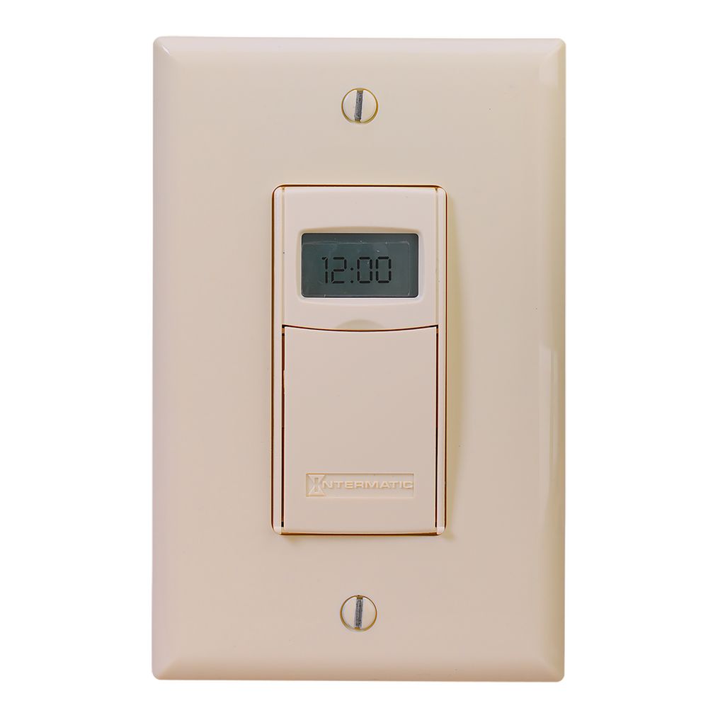 ST01A — Temporizador programable de uso rudo de 7 días, 120-277 VCA, 15 A, color almendra claro