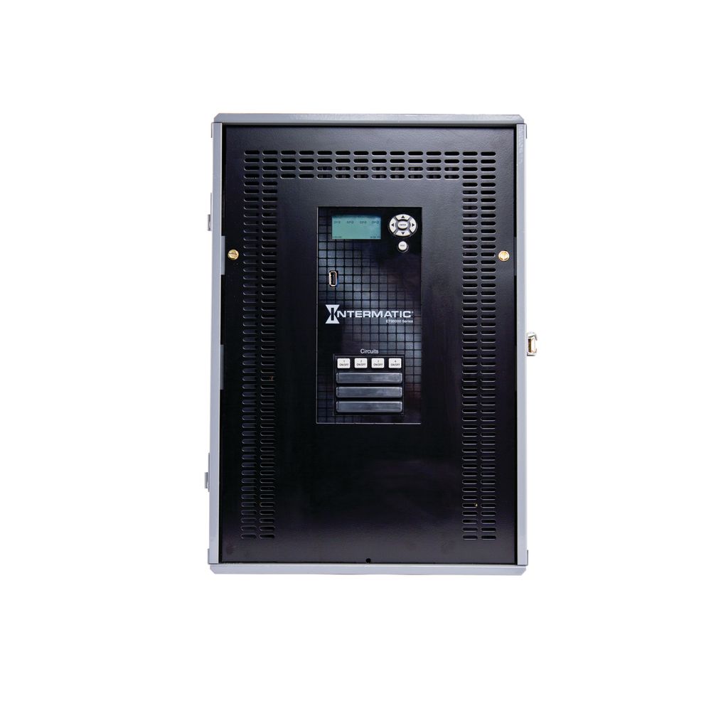 ET90415CR — Control electrónico astronómico de 4 circuitos de 365 días, 120-277 VCA, 50/60 Hz, 4 SPDT/2 DPDT, gabinete metálico para exterior, Ethernet incluido
