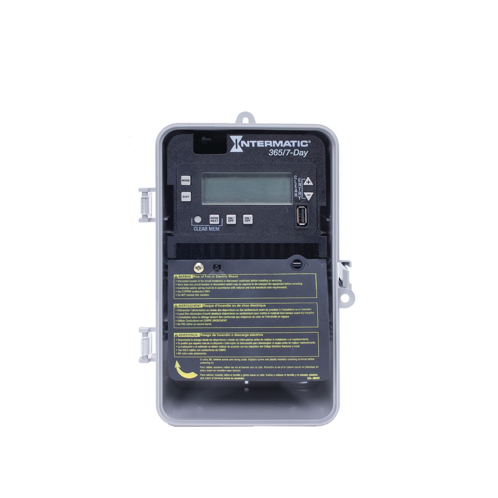 ET2725C — Control electrónico de 2 circuitos de 7 días/365 días, 120-277 VCA, 2 SPST/DPST, gabinete metálico para interior
