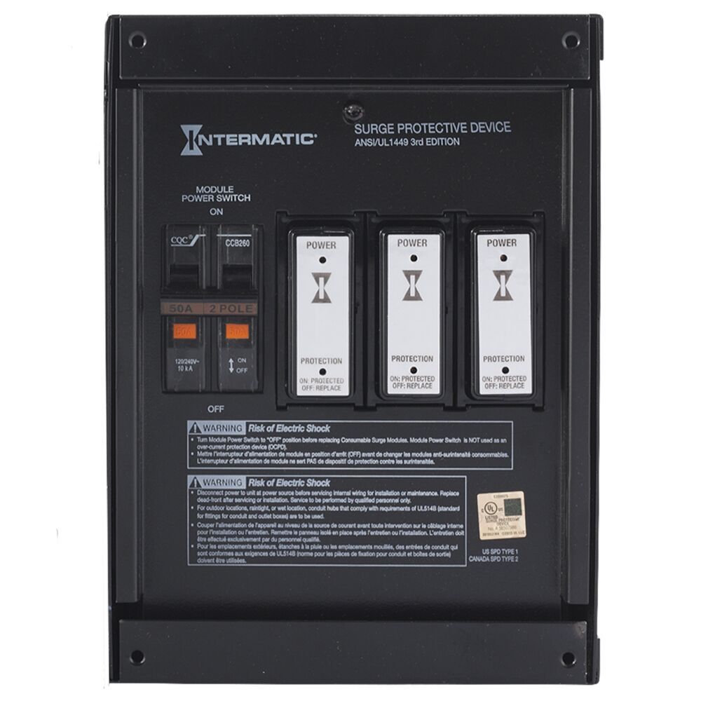 IG2240-IMSK — Supresor de sobretensiones, 6 modos, 120/240 V CA monofásico, Tipo 1 o Tipo 2, metal para interior, garantía de equipo conectado de 10 años