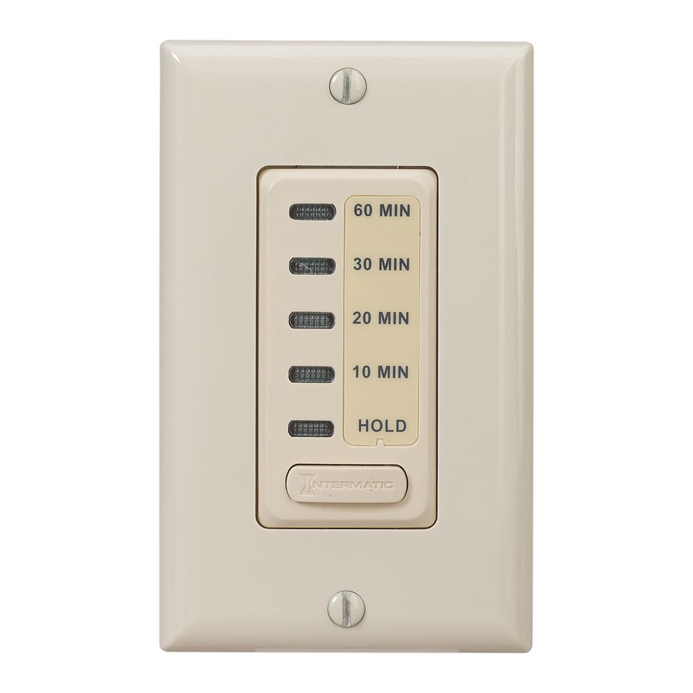EI210 — Temporizador electrónico de cuenta regresiva, 120 VCA, 60 Hz, tiempos preestablecidos de 10, 20, 30 y 60 minutos, con retención, marfil