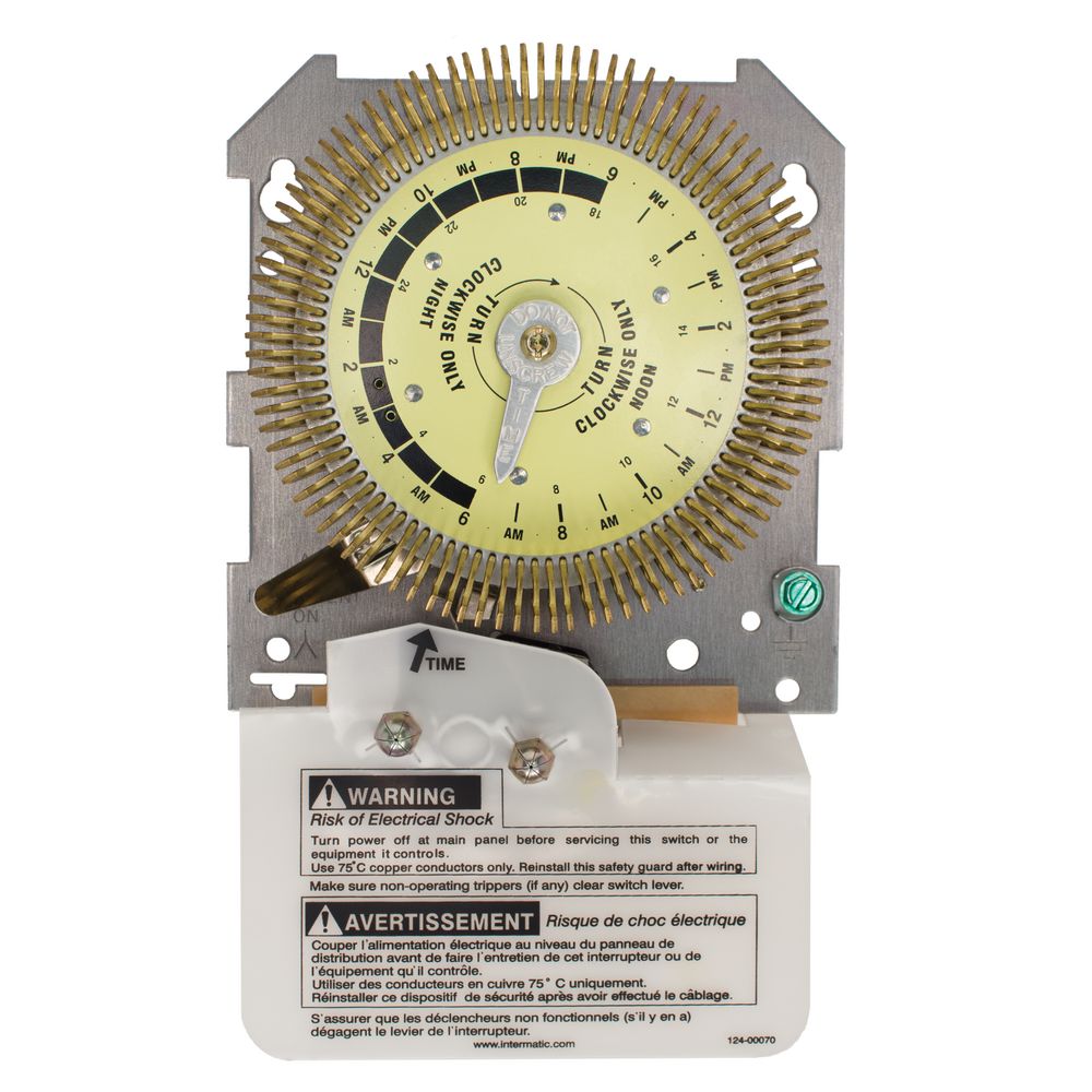 T1905HDM — Temporizador mecánico de 24 horas de servicio pesado con carátula metálica, solo mecanismo, 125 VCA, 60 Hz, SPDT, intervalo de 15 minutos