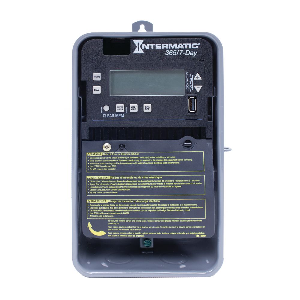 ET2725CR — Control electrónico de 2 circuitos de 7 días/365 días, 120-277 VCA, 2 SPST/DPST, gabinete metálico para exterior