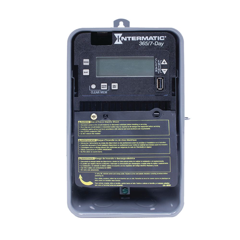 ET2715CR — Control electrónico de 1 circuito de 7 días/365 días, 120-277 VCA, SPDT, gabinete metálico para exterior