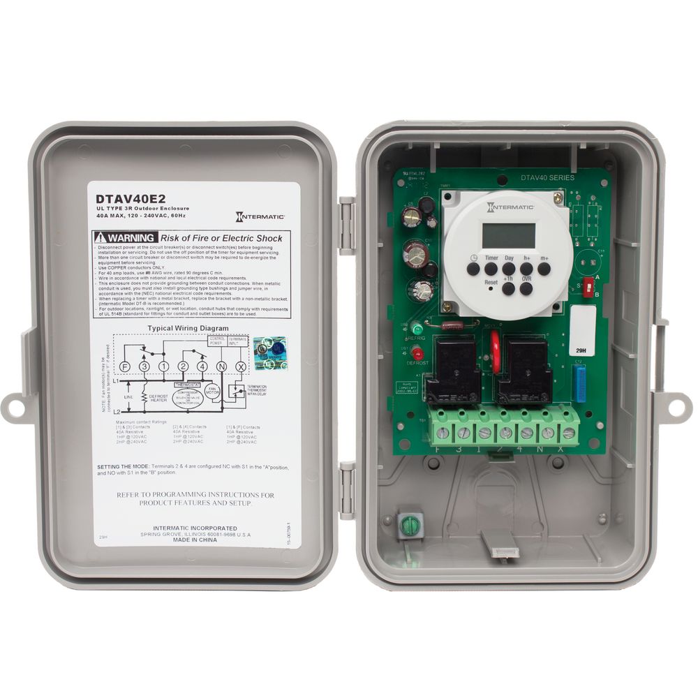 DTAV40E2 — Temporizador de deshielo electrónico de 24 horas y/o 7 días