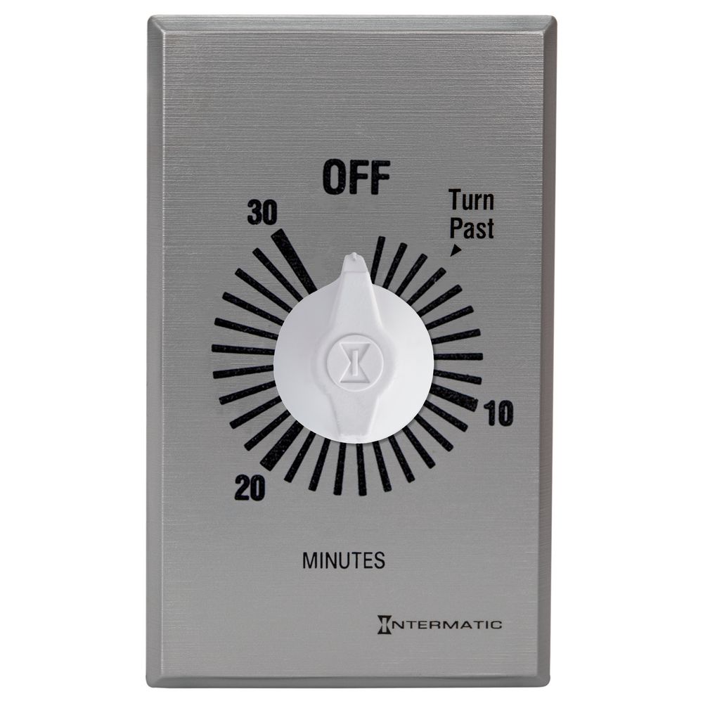 FF430M — Temporizador de cuenta regresiva de cuerda, comercial, 125-277 VCA, 50/60 Hz, DPST, máximo 30 minutos, sin retención, plata
