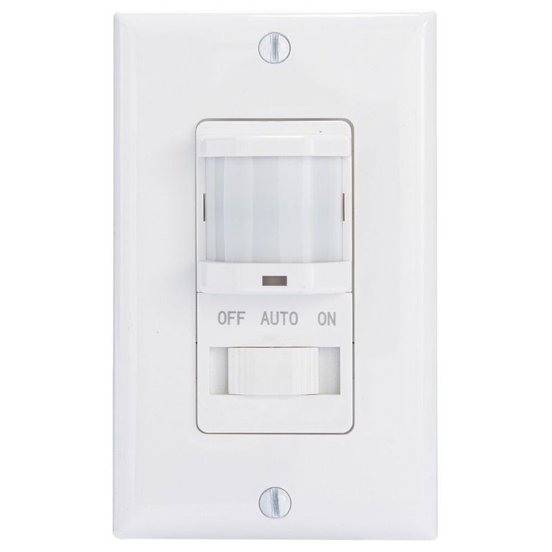 IOS-DSIMF-WH — Sensor de ocupación PIR de pared, residencial, no requiere neutro, blanco