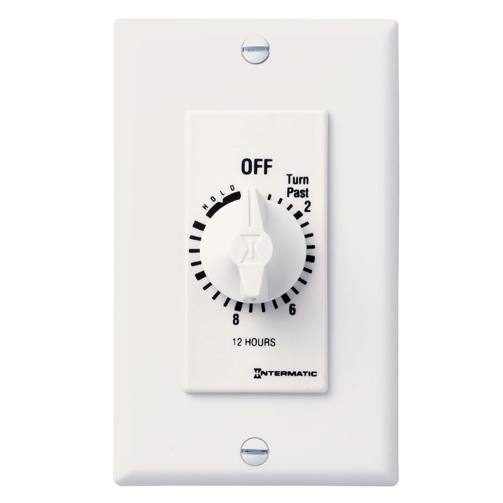 FD12HHW — Temporizador de cuenta regresiva de cuerda, estilo decorador, 125-277 VCA, 50/60 Hz, SPST, máximo 12 horas, con retención, blanco