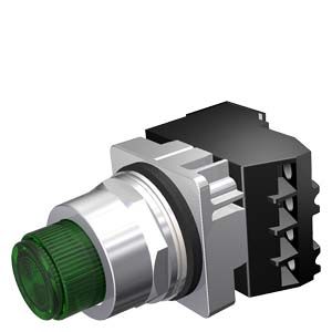 52PT6D3A — Pulsador iluminado pulse-para-probar, verde, 24 V, incandescente, 1NA+1NC