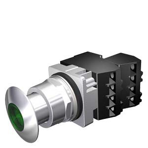 52PP3D3UB — Pulsador 3 posiciones momentáneo, 24 V, verde cromado, NA+LBNC, LED