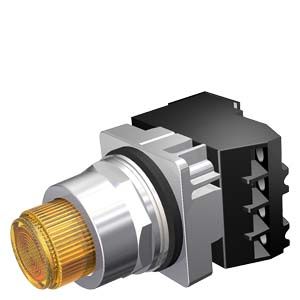 52PT6E9A — Pulsador iluminado momentáneo, ámbar, 120 V, 1NA+1NC