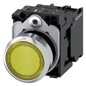 3SU11530AB301BA0 — Pulsador luminoso completo 22 mm redondo, metálico, verde, con contacto